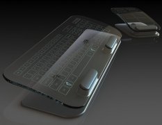 概念設計使用玻璃材質做成的多點觸控鍵盤！